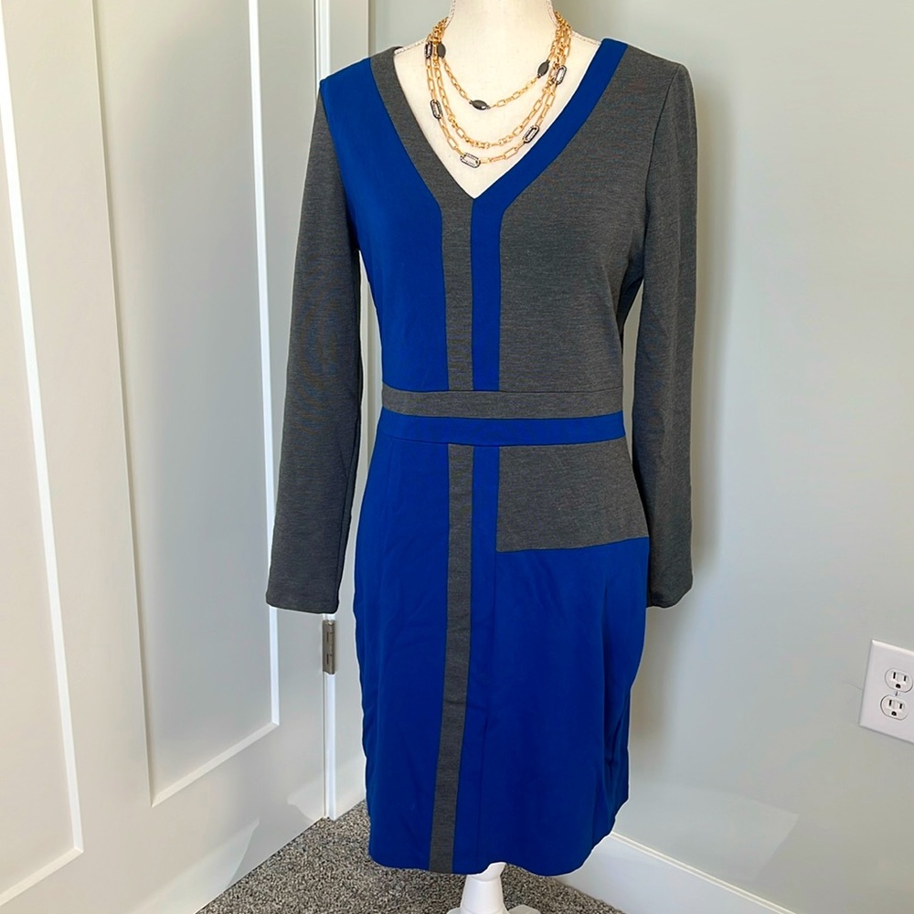 Badley Mischka grey and blue dress